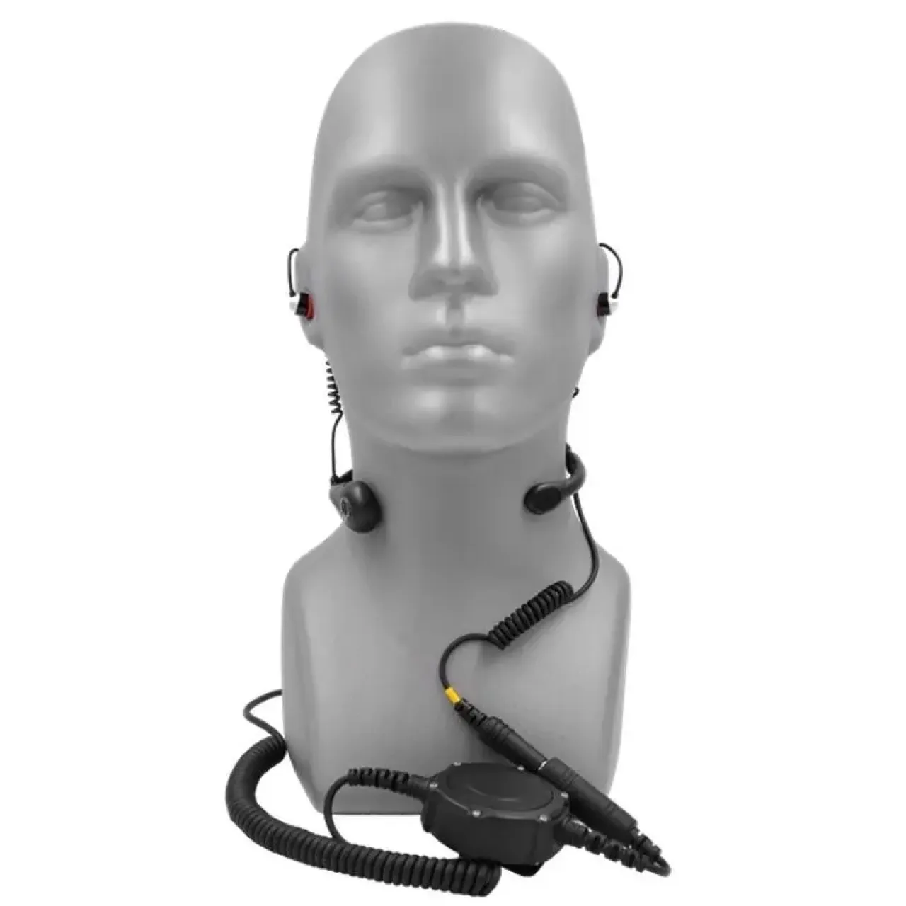Kit micro laryngophone pour IC-M37E comprenant un caque intra-auriculaire et un PTT renforcé pour environnement difficile. Système IP68, léger et résistant.